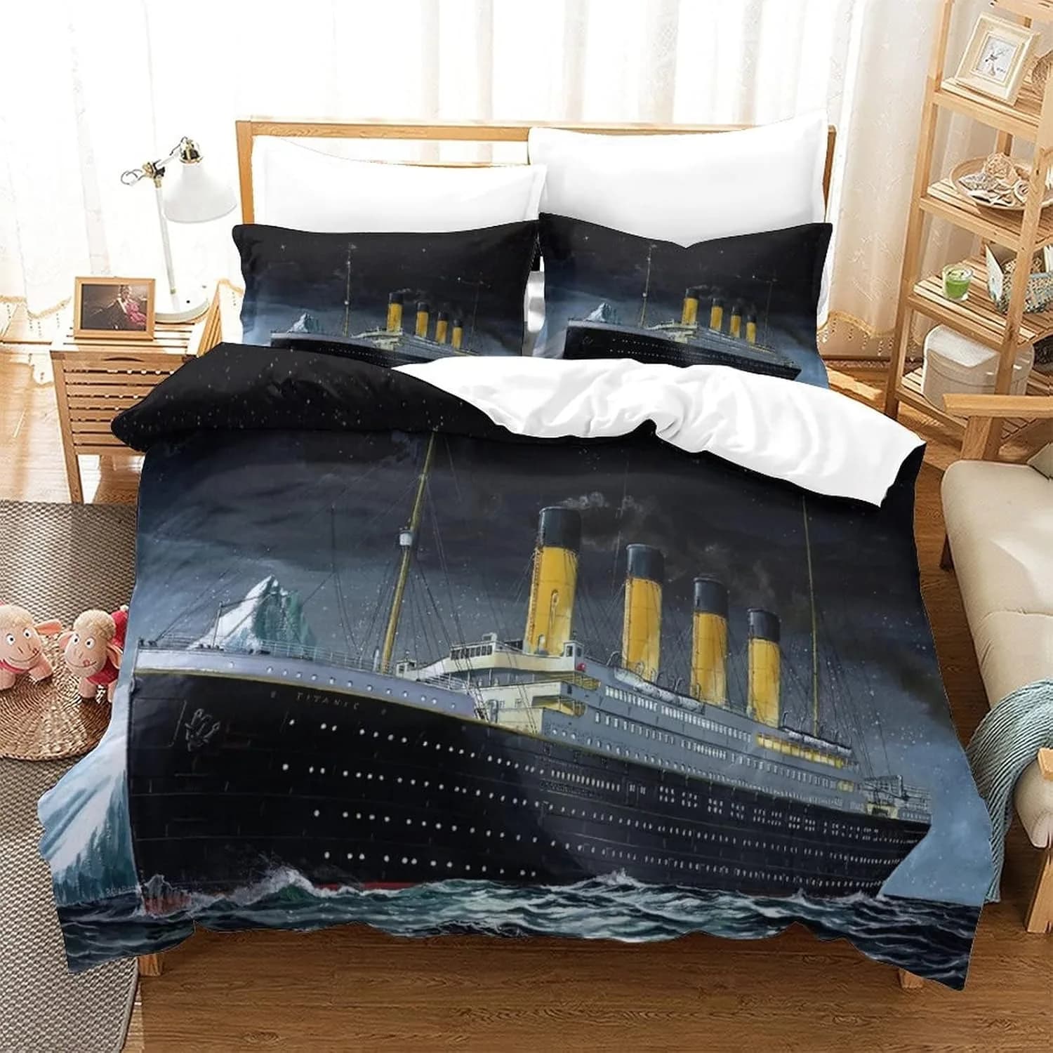 Exquisite 3D Titanic Ship Ocean Wallpaper Romantic Love Print Bedlinen Set Bed linen Covers Young Kids Girls Boys Gift