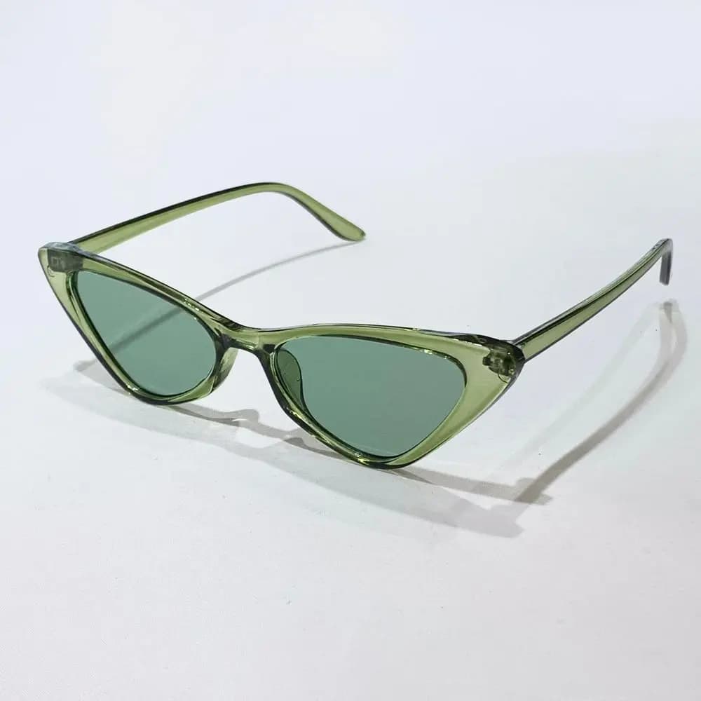Transparent Green Frame Green Lens Cat-Eye Sunglasses, Fresh Color Scheme, Summer Street Style Accessory