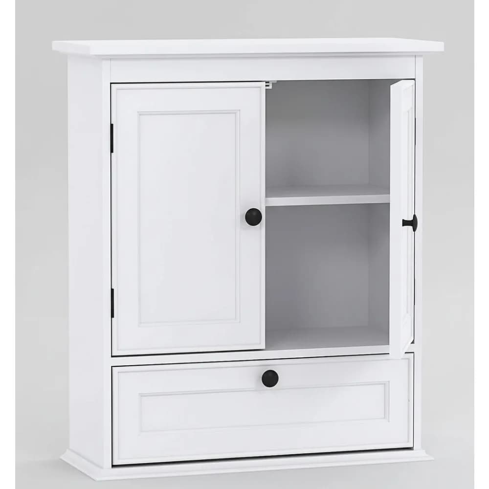 Wall-mounted bathroom cabinet over WC with adjustable shelf, white medicine organizer for small spaces