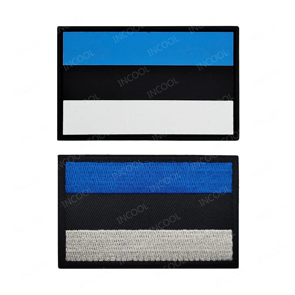Estonia Flag Patch ricamata gomma PVC Eesti Vabariik bandiere Patch di fissaggio Patch per abbigliamento zaino Cap