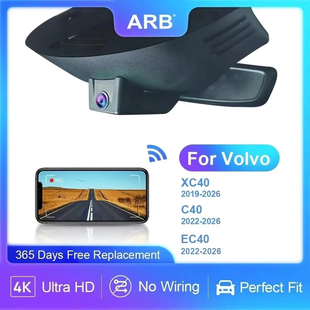 For Volvo XC40 2019-2026, EC40 C40 2022-2026, EX40 2024-2026: Dashcam 4K, DVR Auto Style OEM ARB with APP Control, WIFI connection