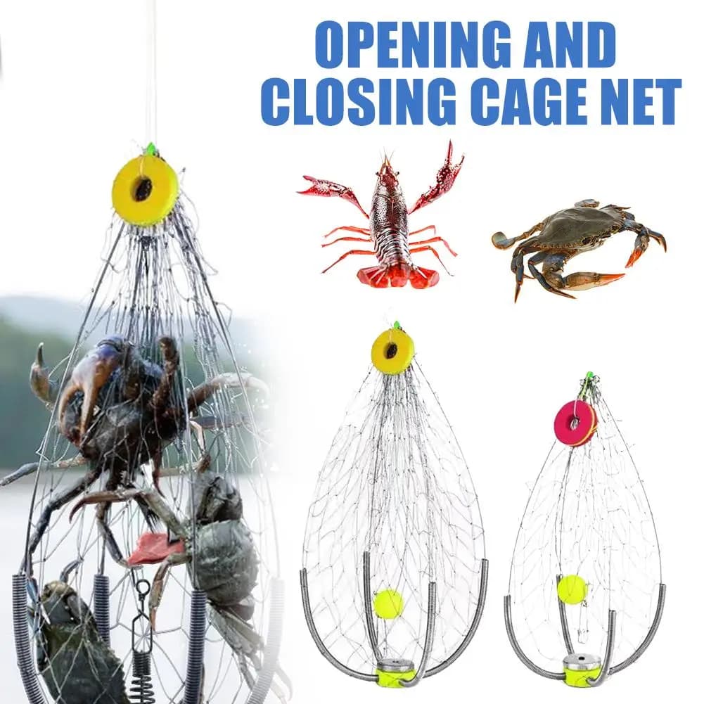 Apertura automatica Chiusura Trappola da pesca Rete da pesca Gabbia Rete Filo di acciaio per acqua salata Gabbia per granchi in filo di acqua di mare