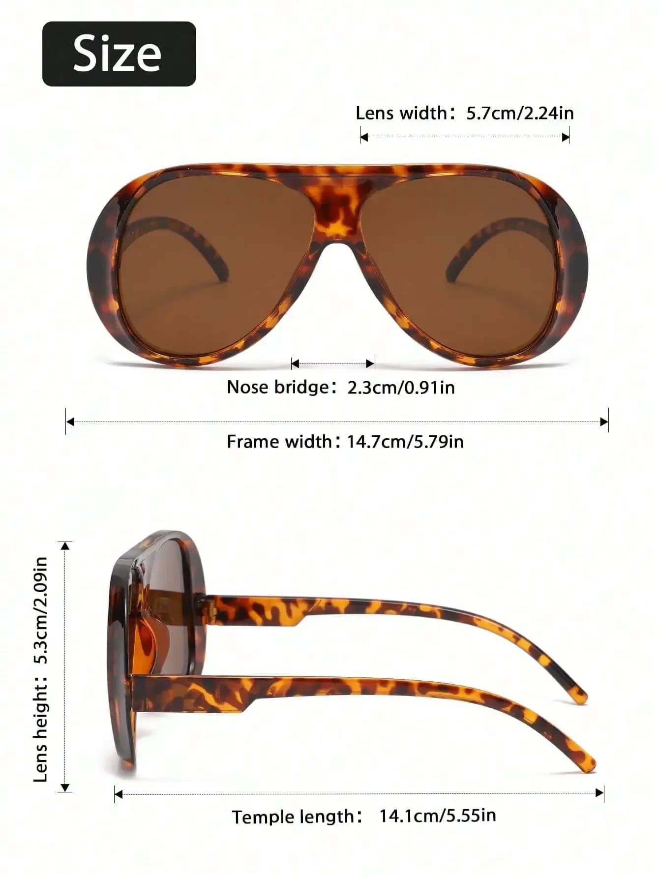 Occhiali da sole alla moda con montatura grande e stampa leopardata, ideali per le vacanze