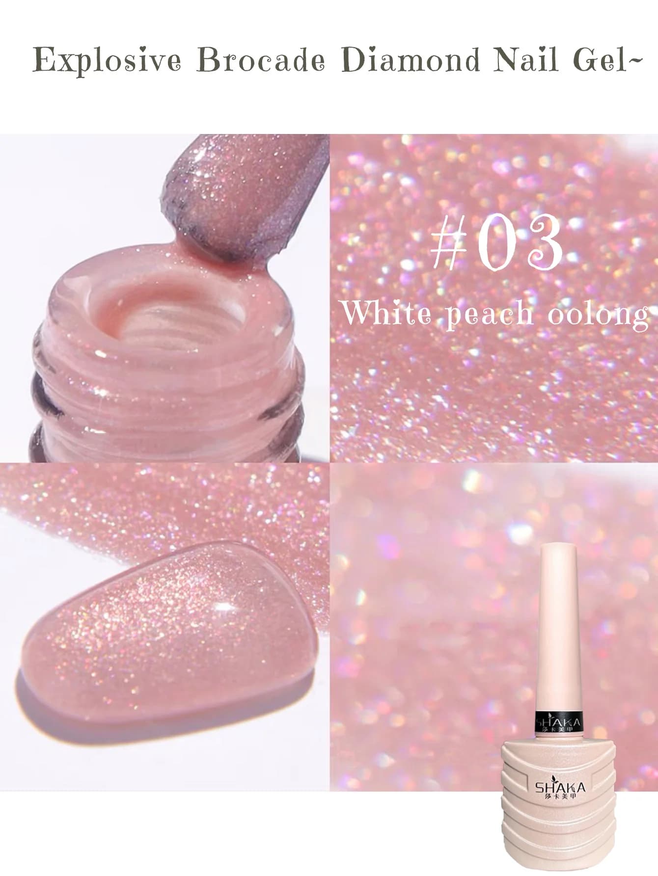 1-3 pz Smalto Gel PSK Rosa, Bianco Pesca, Oolong - Serie 3 Colori 2026 - Super Glitter per Unghie Giovani - Forniture per Nail Art
