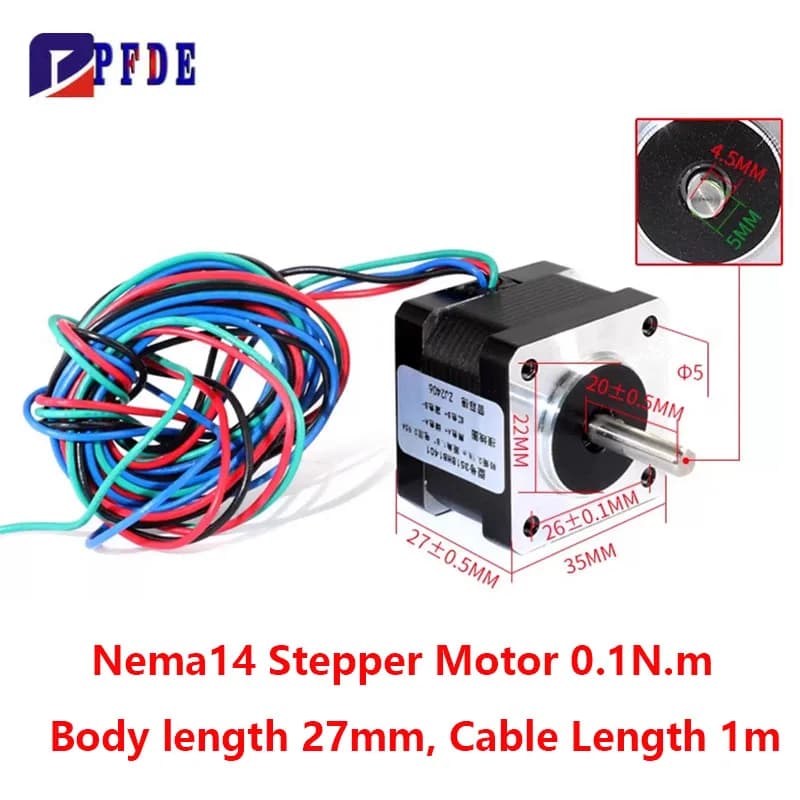 Motore passo-passo rotativo ibrido Nema14 0.1Nm 0.18Nm Motore a coppia elevata ad alta precisione per stampante 3D Albero robot CNC 5mm