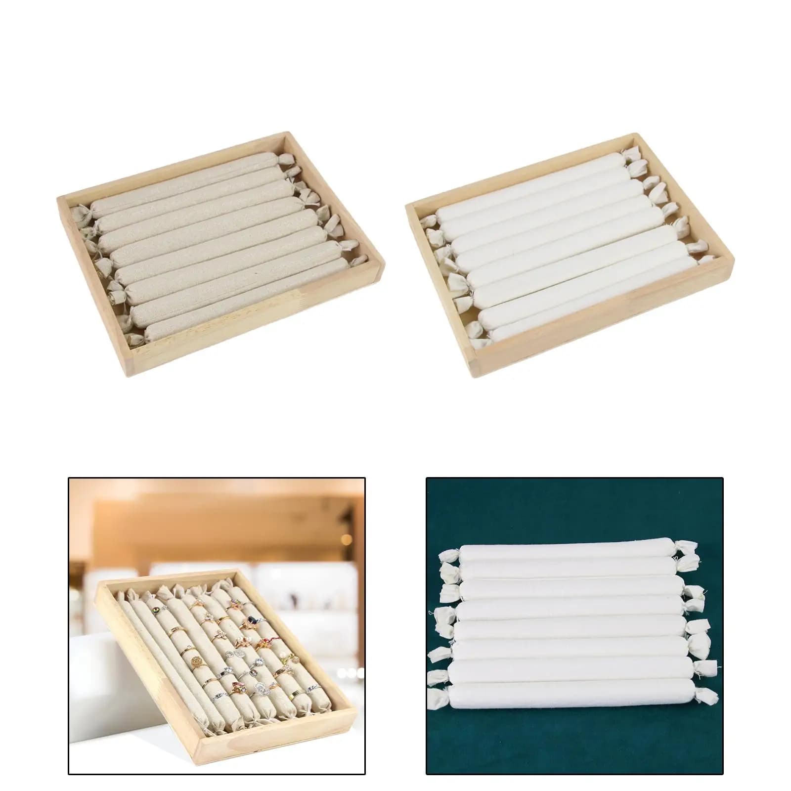 Wooden Ring Display Tray Earrings Tray Stackable Durable Drawer Insert Display Holder for Drawer Dresser Jewelry Showcase Women