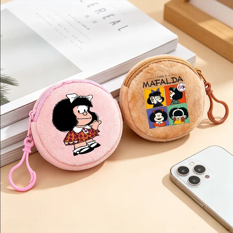 Portamonete Mafalda, Morbido e Carino con Stampa Cartoon, Piccolo Portafoglio con Cerniera, Custodia per Cavi e Auricolari, Borsa Portachiavi alla Moda, Ornamenti, Regalo di Compleanno