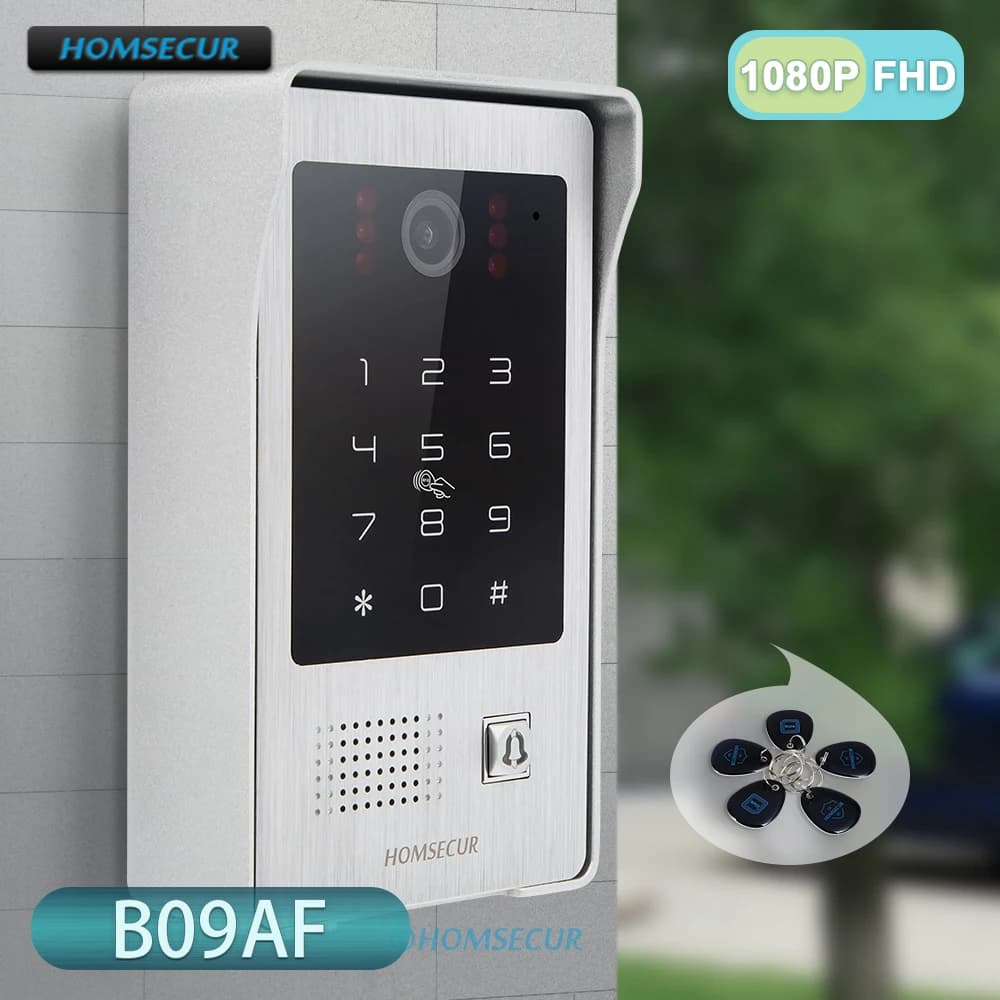 Telecamera campanello citofono IP65 B09AF Password RFID Accesso 110 ° Angolo di visione per videocitofono domestico HOMSECUR a 4 fili Tuya 1080P HD