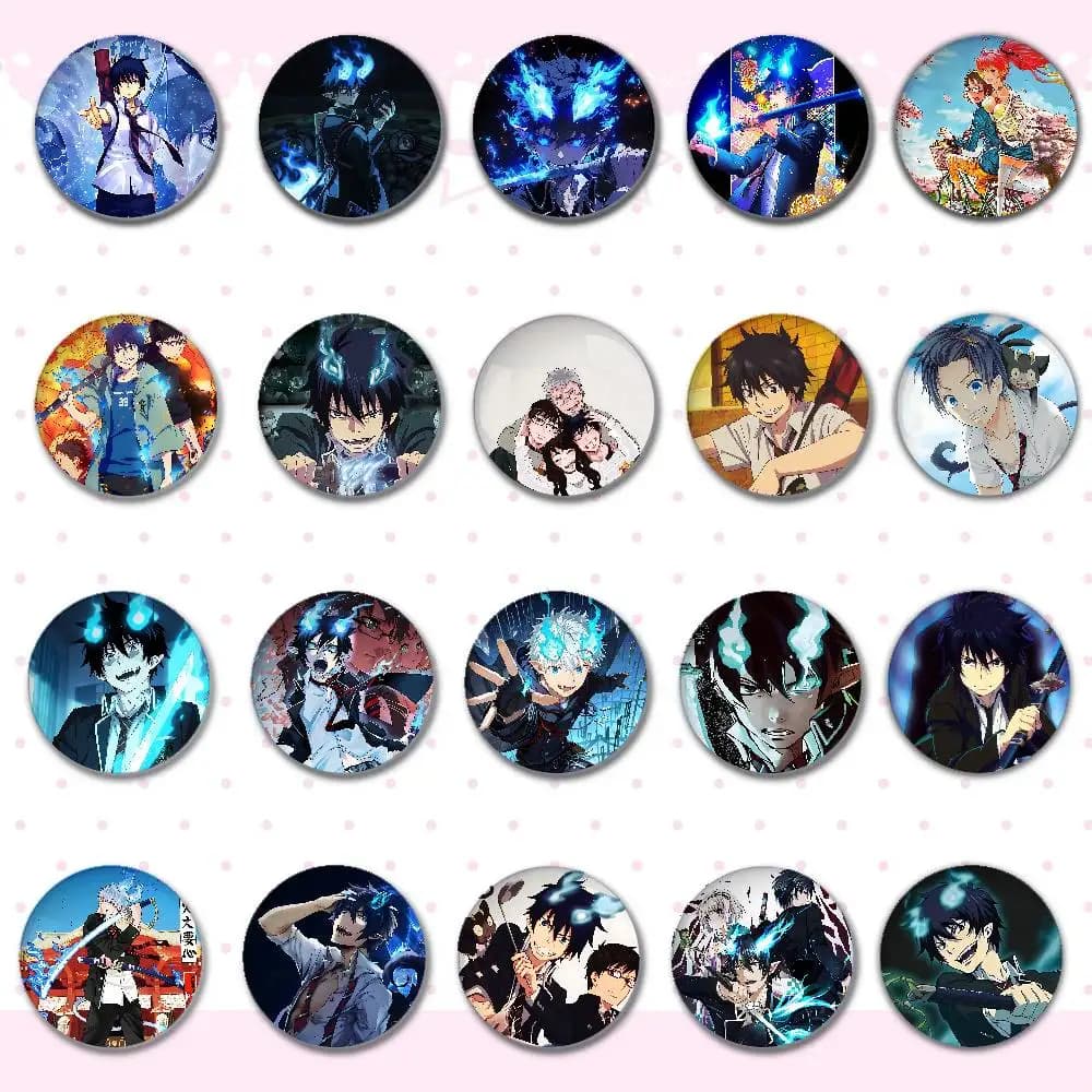 Blue Exorcist Anime Badges Round Brooch Cute Cartoon Idol Cosplay Badges DIY Backpack Clothing Jewelry Pins