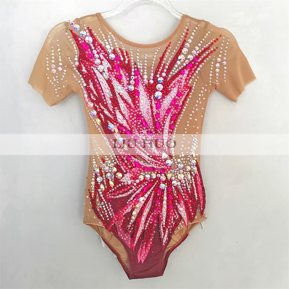 LIUHUO Personalizza Donne Ragazza Costume Prestazioni Ginnastica Ritmica Body Concorso Pattinaggio Su Ghiaccio Vestito Moderno Rosso Danza Capretto