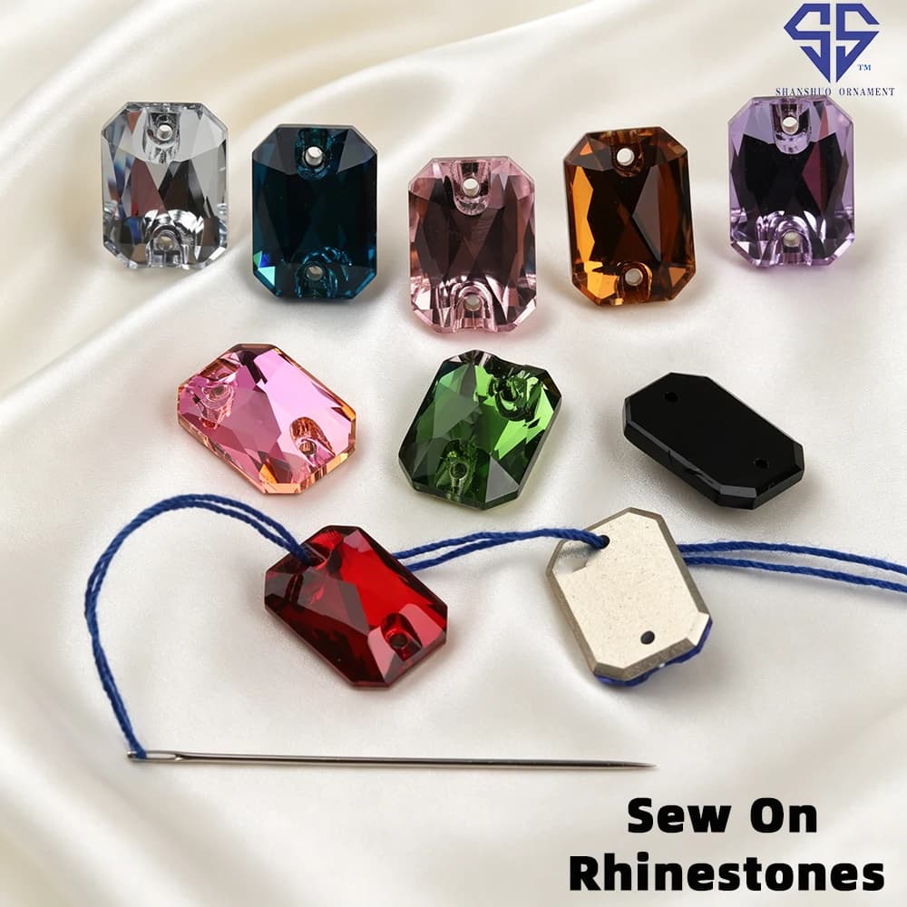 SS Emerald Multicolor Premium Rhinestones Sew On Charms, Diamond-Cut Crystal Glitter DIY Sewing Supplies For Bags Shoes Dress