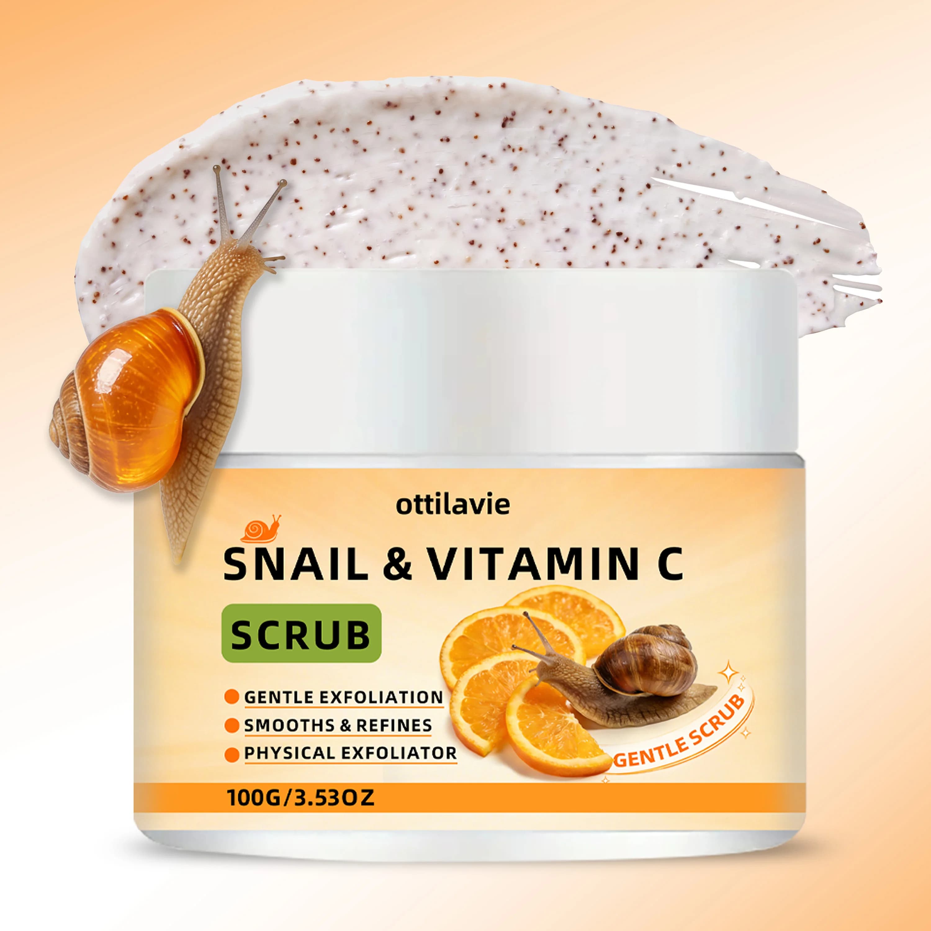 Ottilavie Vitamin C Scrub: Gently exfoliates and cleans deep. For all skin types, day or night. (Unisex)