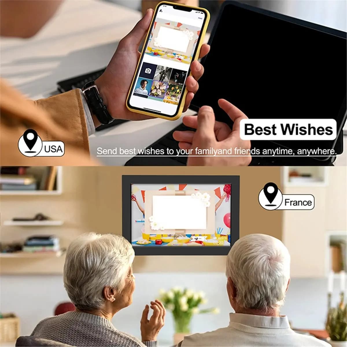 WiFi Digital Photo Frame 10 Inch 32GB Smart Digital Picture Frame with 1280x800 HD Touch Screen Digital Frame EU Plug
