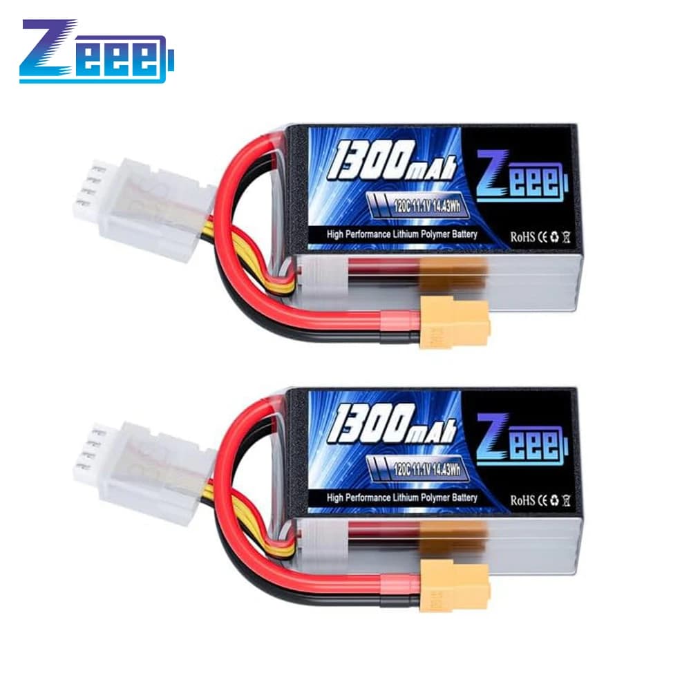 2 pieces Zeee 3S FPV Drone Battery 11.1V 120C 1300mAh Softtcase with plug XT60 for RC Auto Aircraft Aircraft Boats Running Models Lipo Parts