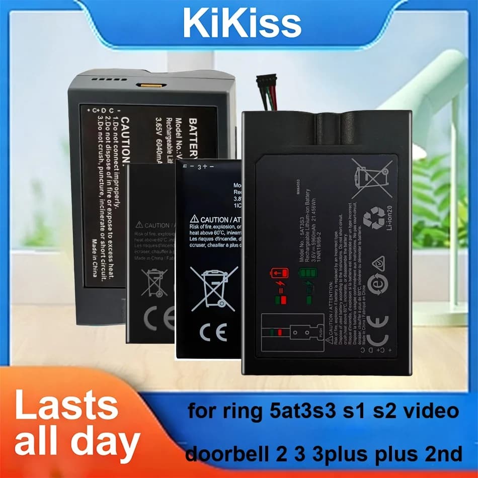 Batteria Reliable Power V4 5200-6040mAh per Ring 5at3s3 S1 S2 Video Doorbell 2 3 3PLUS Plus 2ND