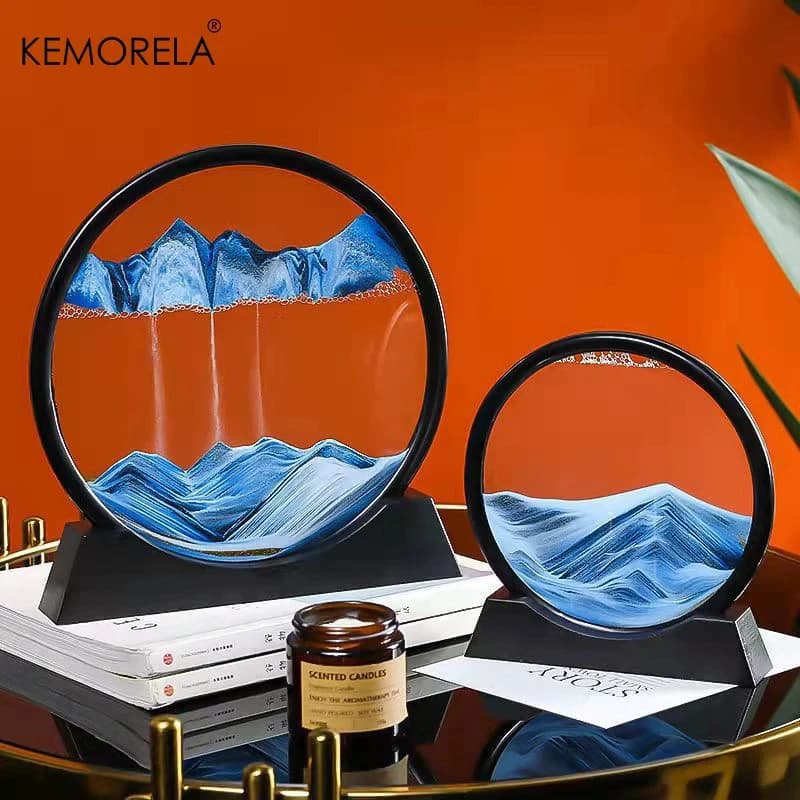 18.5 CM 3D Movimento Sabbia Immagine di Arte Rotonda di Vetro Oceano Paesaggio di Sabbie Clessidra Sabbie Mestiere Che Scorre Sabbia Pittura Complementi Arredo Casa regalo