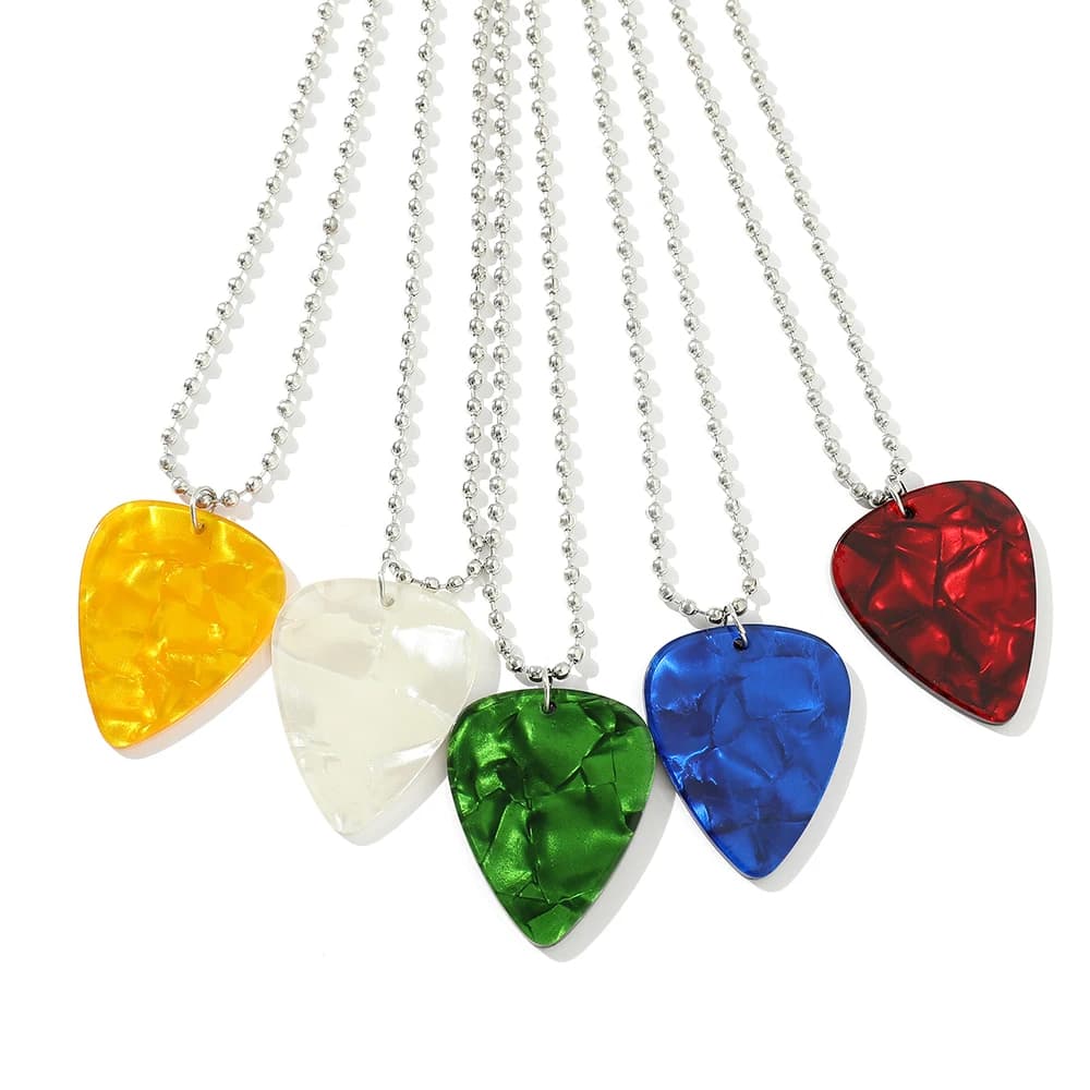 Heart Shaped Guitar Pick Pendant Necklace Choker Cosplay Jewelry Prop Accessory Halloween Costume Gift for Music Fans