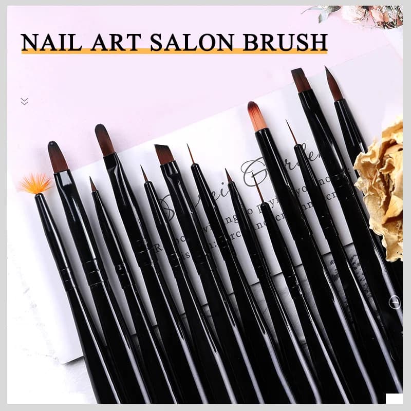TSZS 1 pz/lotto 13 stili pennelli con manico nero Nail Art stripper pennello Liner pittura floreale rivestimento modellante penna angolare a ventaglio piatto
