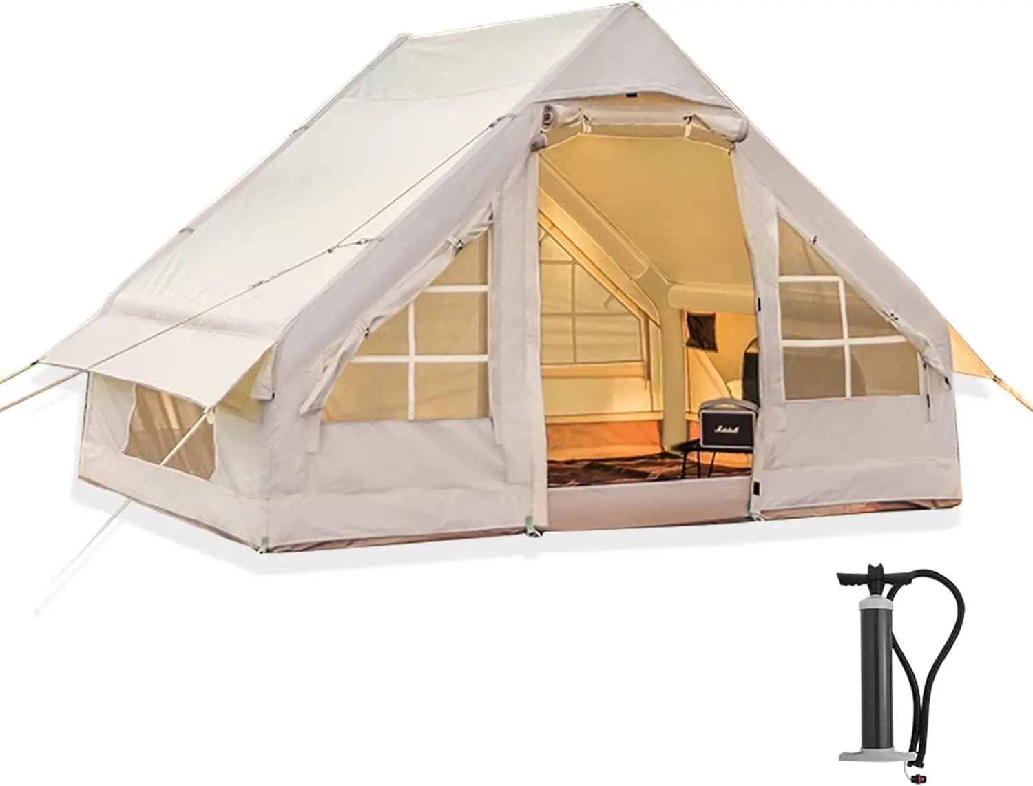 Tenda da Campeggio Gonfiabile con Pompa, Facile da Montare, Impermeabile e Antivento per 4 Stagioni, Tenda di Lusso per Esterni