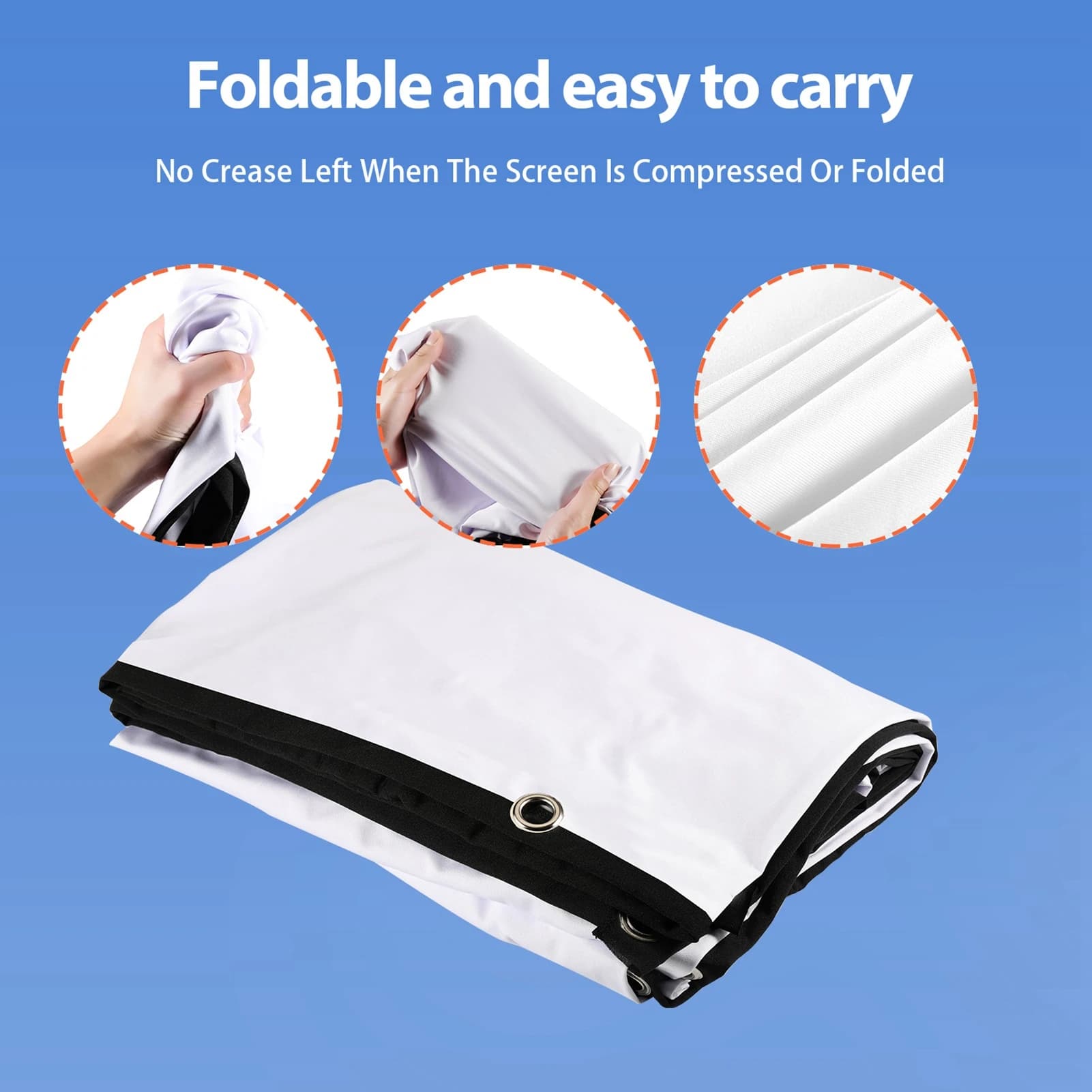 72-inch Portable HD Projector Screen 16:9 Projection Screen Foldable Wall Mounted for Outdoor Movies Home Theater