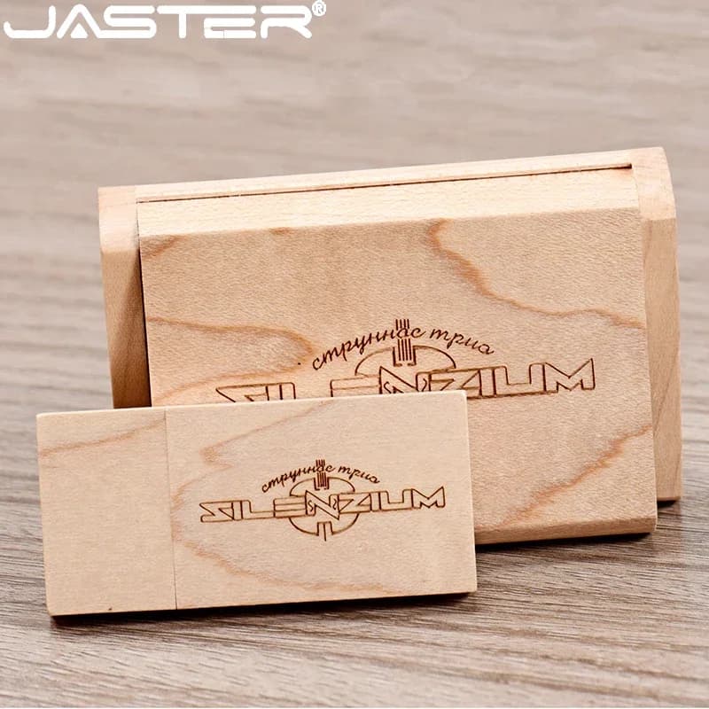 Chiavetta USB Personalizzabile Gratuita con Logo, 128GB, Scatola in Legno, Memoria USB 64GB, Regali Creativi, Pen Drive 32GB, Pendrive in Acero, Chiavetta USB