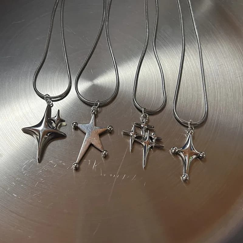 Collana con ciondolo stella Y2K con perline smerigliate per donna, moda coreana, collane a catena con serpente in acciaio al titanio intero, accessori per gioielli
