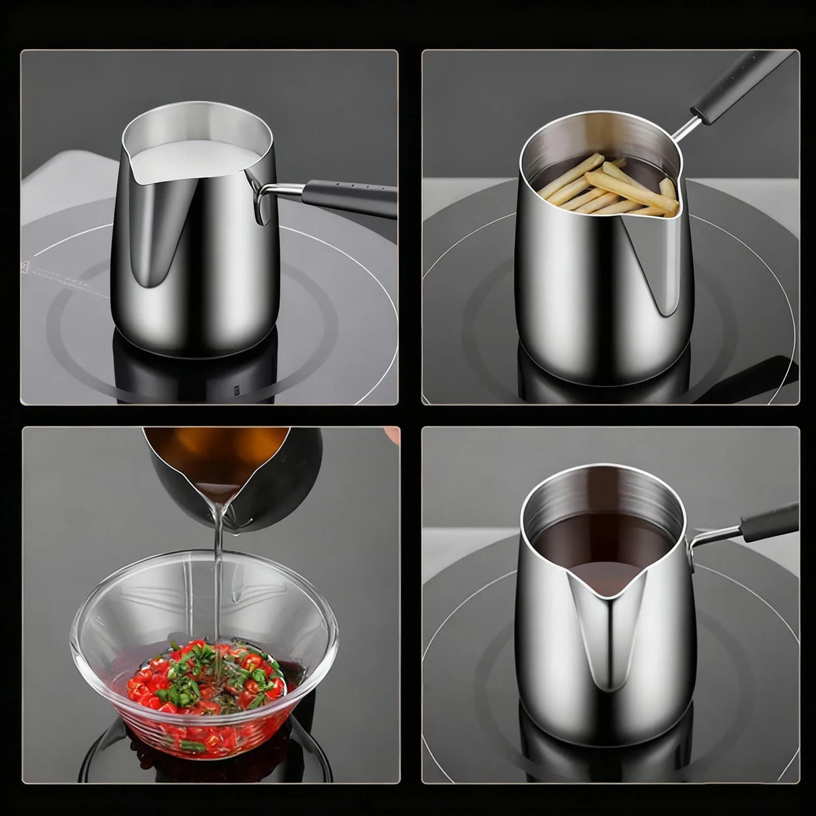 Stovetop Milk Warmer Pot Turkish Coffee Pot 304 Stainless Steel Stovetop Turkish Coffee Maker for Warming Butter Milk Chocolate