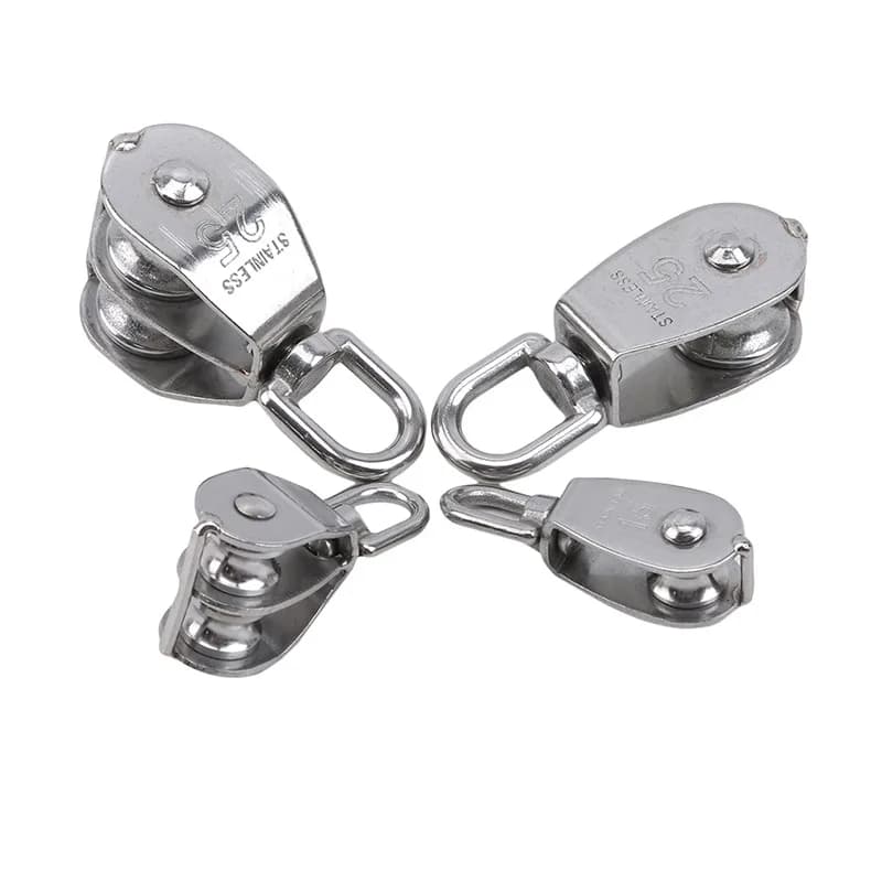 Set di Pulegge in Acciaio Inox M15/M25 con Ruota Singola/Doppia Girevole per Sollevamento, Attrezzi per Sollevamento, Puleggia per Fune Metallica