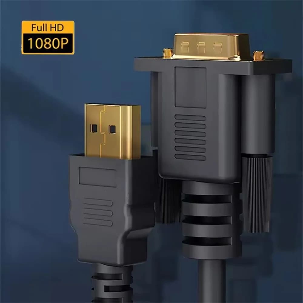 Hdmi to VGA Adapter Cable 1.8M Full HD 1080P Video Converter Cord for Laptop PC Desktop TV Monitor Projector HDTV Display