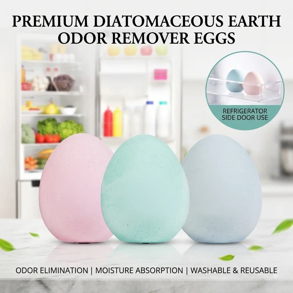 HUA Diatomaceous Earth Odor Absorbing Egg Kitchen Air Freshener Moisture Absorption Refrigerator Deodorizing Fishy Musty Remover
