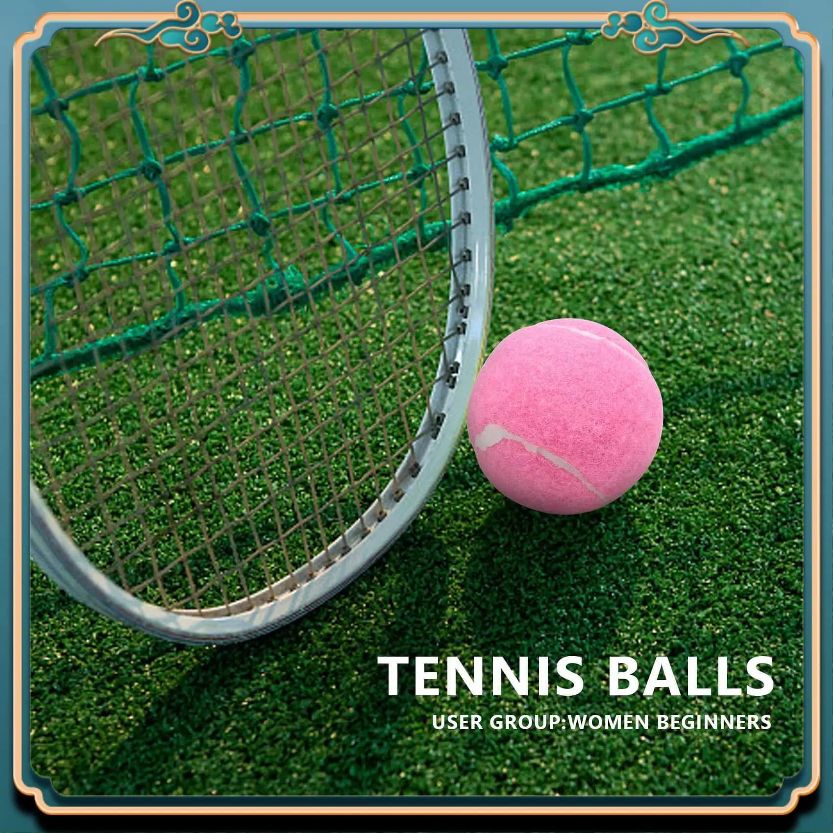 Confezione da 6 palline da tennis rosa ABMV, resistenti all'usura, elastiche, da allenamento, 66 mm, per principianti, per club