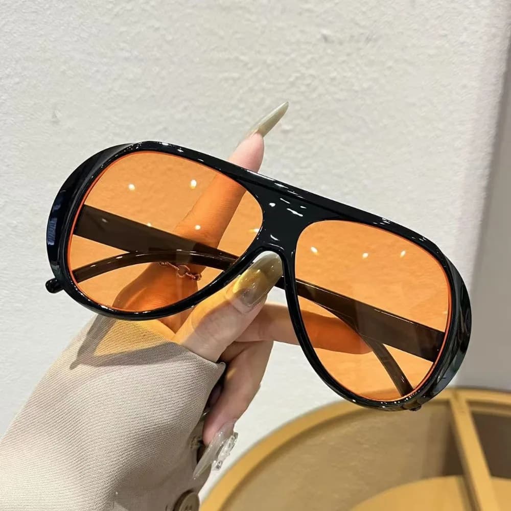 Fashion PC Sunglasses UV380 Protection Retro Lens Goggles Blue Light Blocking Vintage Big Frames Shades Daily Wear