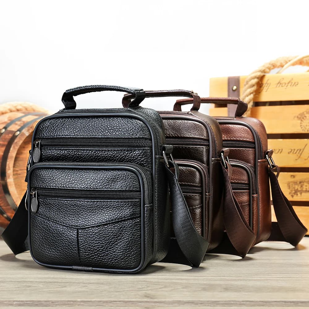 WESTAL Genuine Leather Shoulder Bags Casual Small Handbags Purse Black Messenger Bags 6107