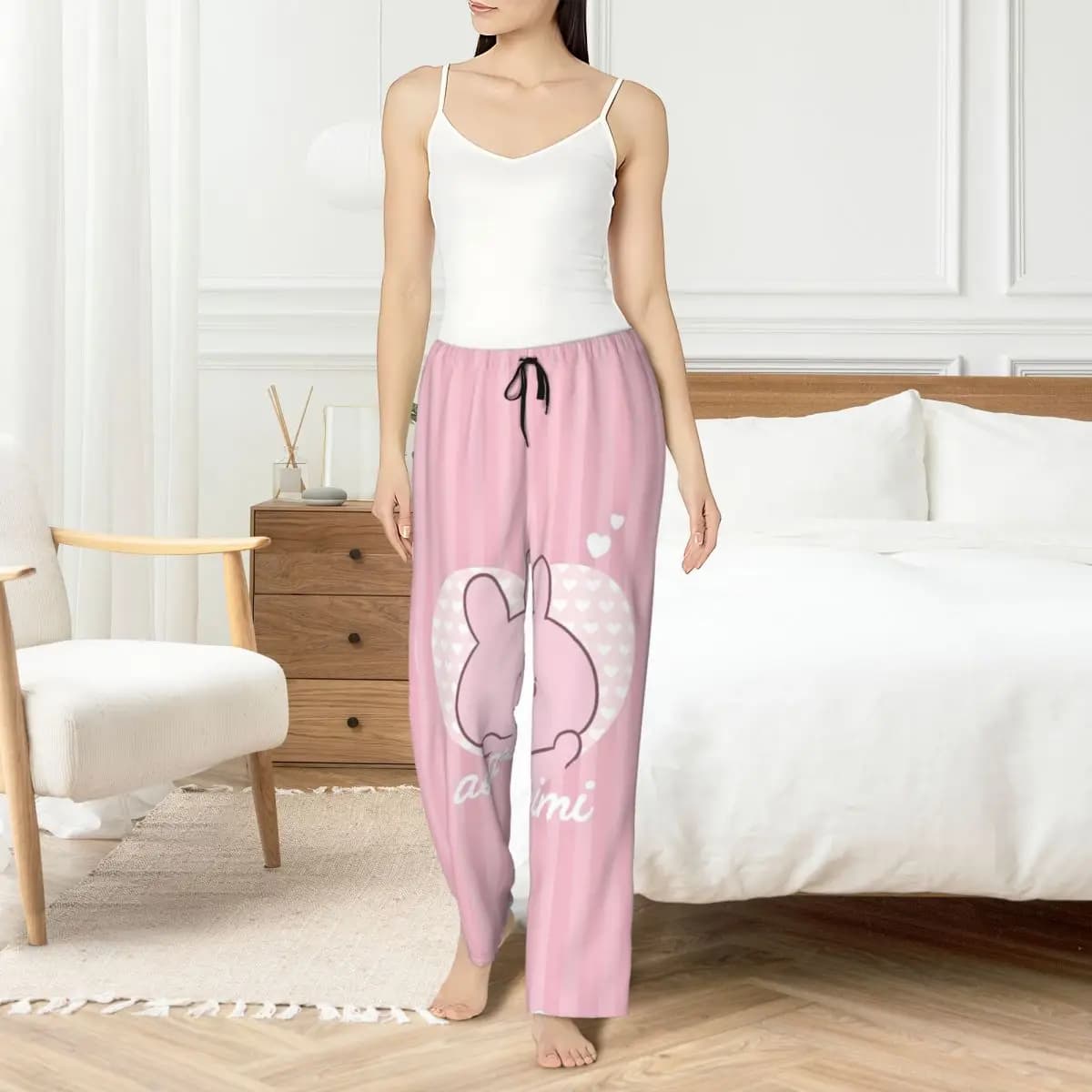 A-Asamichans cute pajamas pants custom cartoons Women's nightwear Elastic waist trousers with pockets