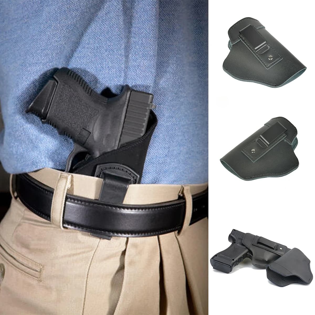 Fondina tattica in pelle sinistra DESTRA per fondine per pistola softair da trasporto nascosto per Glock17 19 43X Sig P365 9mm Accessori da caccia