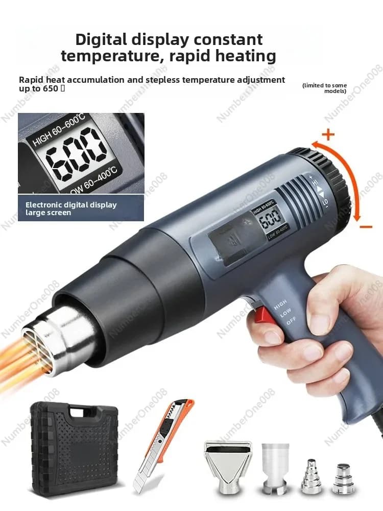 Pistola Termica con Display Digitale, 1500W, per Riparazioni Elettroniche, Imballaggio Termoretraibile e Fai-da-Te