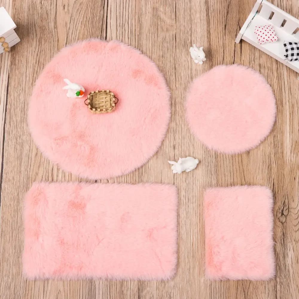 Tappeto per casa delle bambole in stile nordico in scala 1/12 Mini tappetino per casa delle bambole Tappeto peloso in miniatura carino Accessori per bambole