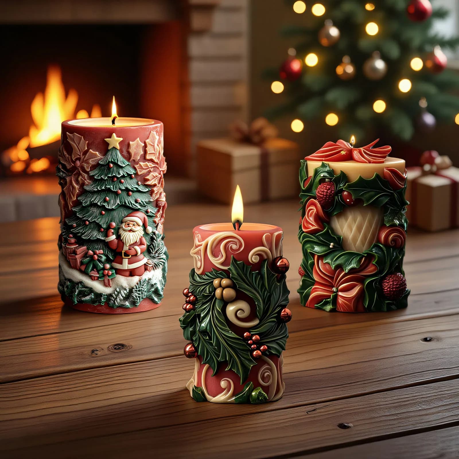Stampi in silicone per candele profumate serie natalizia Bacche Whirlpool Fiamma Stampi in resina epossidica per gesso cilindrico Kit per realizzare candele