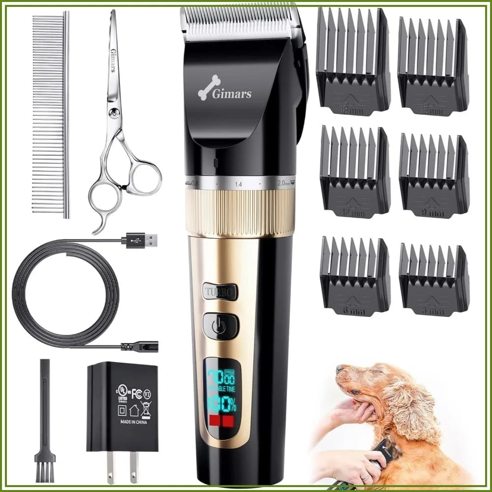 Powerful 7000rpm Low Noise 55db Cordless Dog Clippers, 3.0 Motor Long Hair Trimmer Grooming Shaver Kit, Electric Pet Clippers for Cat, Horse