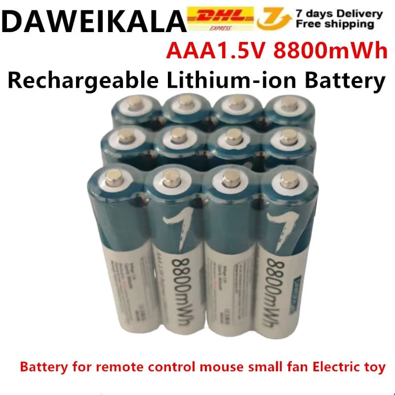 Batteria AAA 1.5V ricaricabile ai polimeri di litio da 8800mAh per telecomando, mouse, piccolo ventilatore, giocattolo elettrico