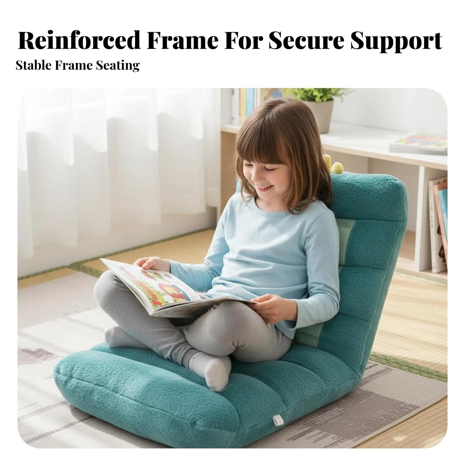Sedia Senza Gambe con Supporto Ergonomico Tipo Giapponese, Seduta Confortevole con Imbottitura Spessa per Bambini