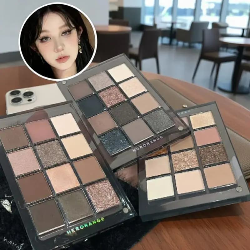 Palette di ombretti HERORANGE a 12 colori, multicolor, opachi e brillanti, toni scuri, per tutti gli look
