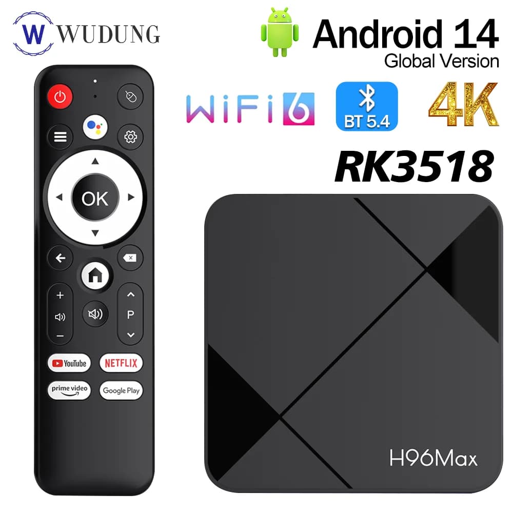 Originale H96Max RK3518 Android 14 4K TV Box Rockchip 3518 Quad Core Dual WiFi 6 BT 5.4 3D Google Assistente vocale Set Top Box