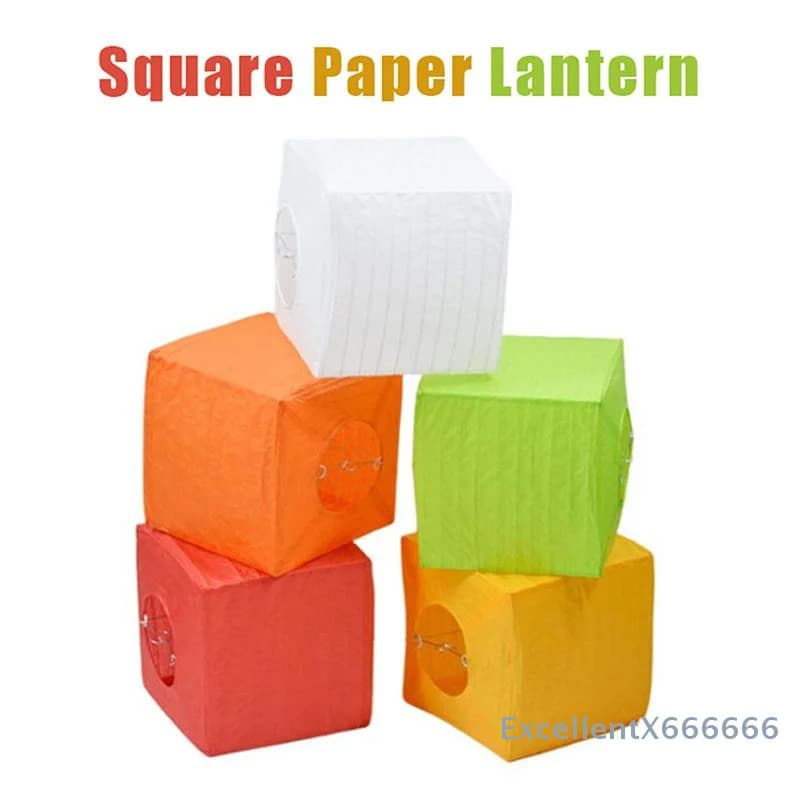 Lanterne di carta quadrate dipinte a mano, pieghevoli, decorazioni da appendere fai da te senza candele per feste interne/esterne, matrimoni, casa e giardino