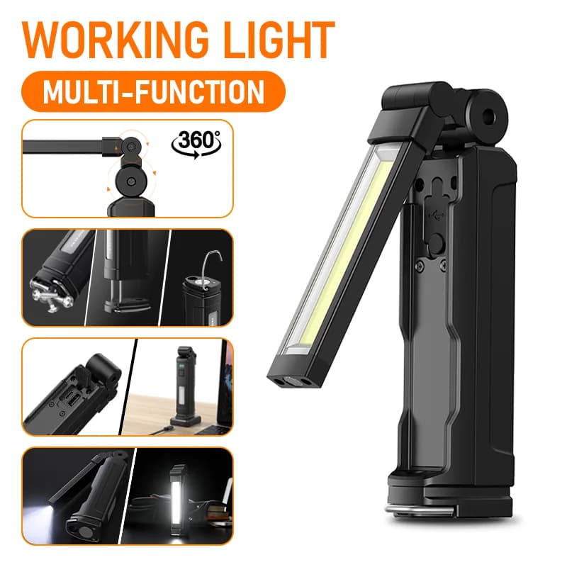 SUPERFIRE G16-S Torcia a LED Lampada da lavoro ricaricabile con base magnetica e gancio per riparazione auto Pesca Campeggio Power Bank Torcia