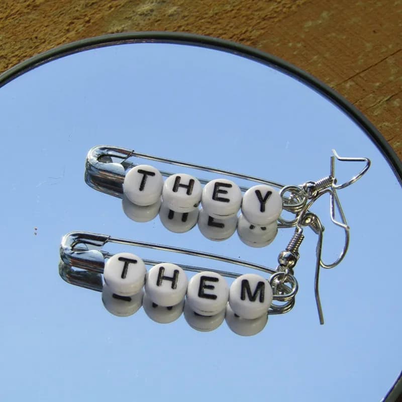 They/Them Unique Design Pin Ear Hook Earrings Paper Clip Drop Earrings Personalized Women's Jewelry Gifts for Her