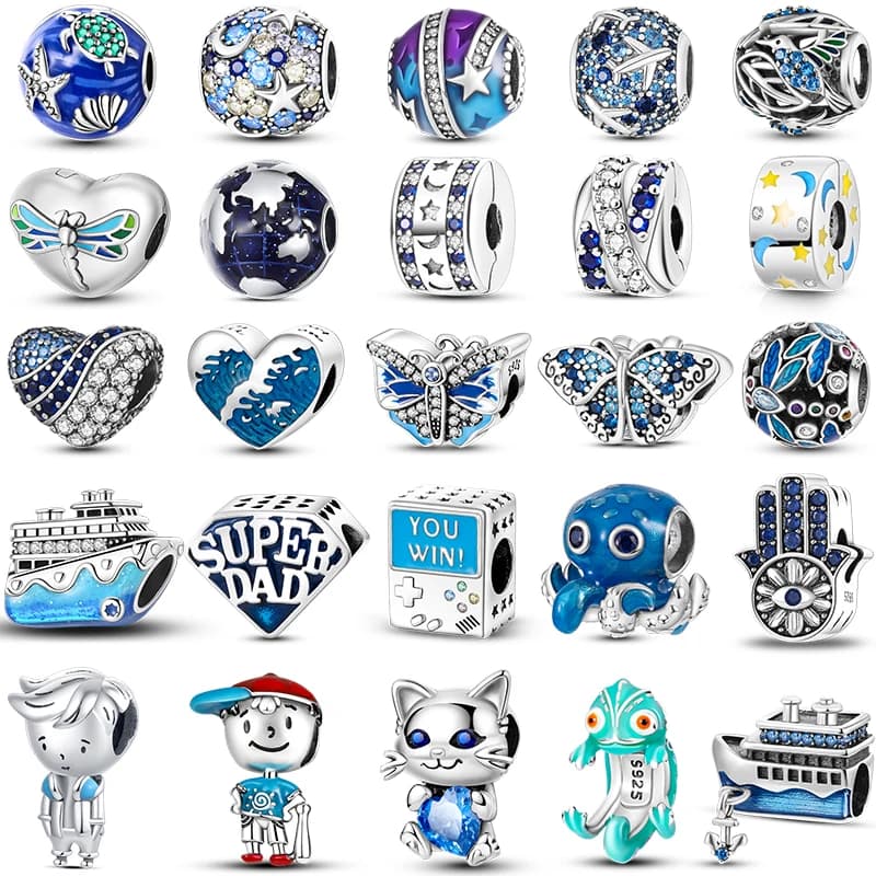 Blue Series 2026 Hot 925 Sterling Silver Charms Airplane Dreamcatcher Devil Eyes Fit Bracelet DIY Jewelry Original Women Gifts