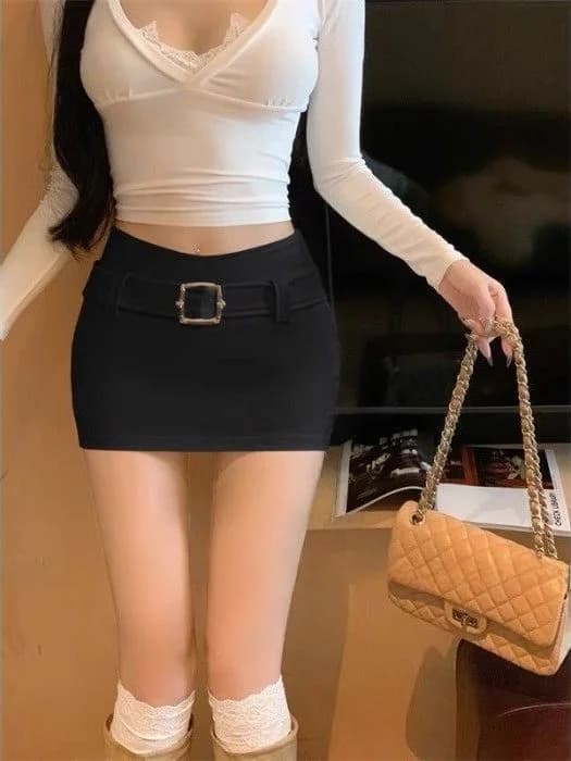 Black Sexy Half-length Skirt Women's Summer New Anti-ageing Slimming High-waist Tight-fitting Prevent Exposure Short Skirt
