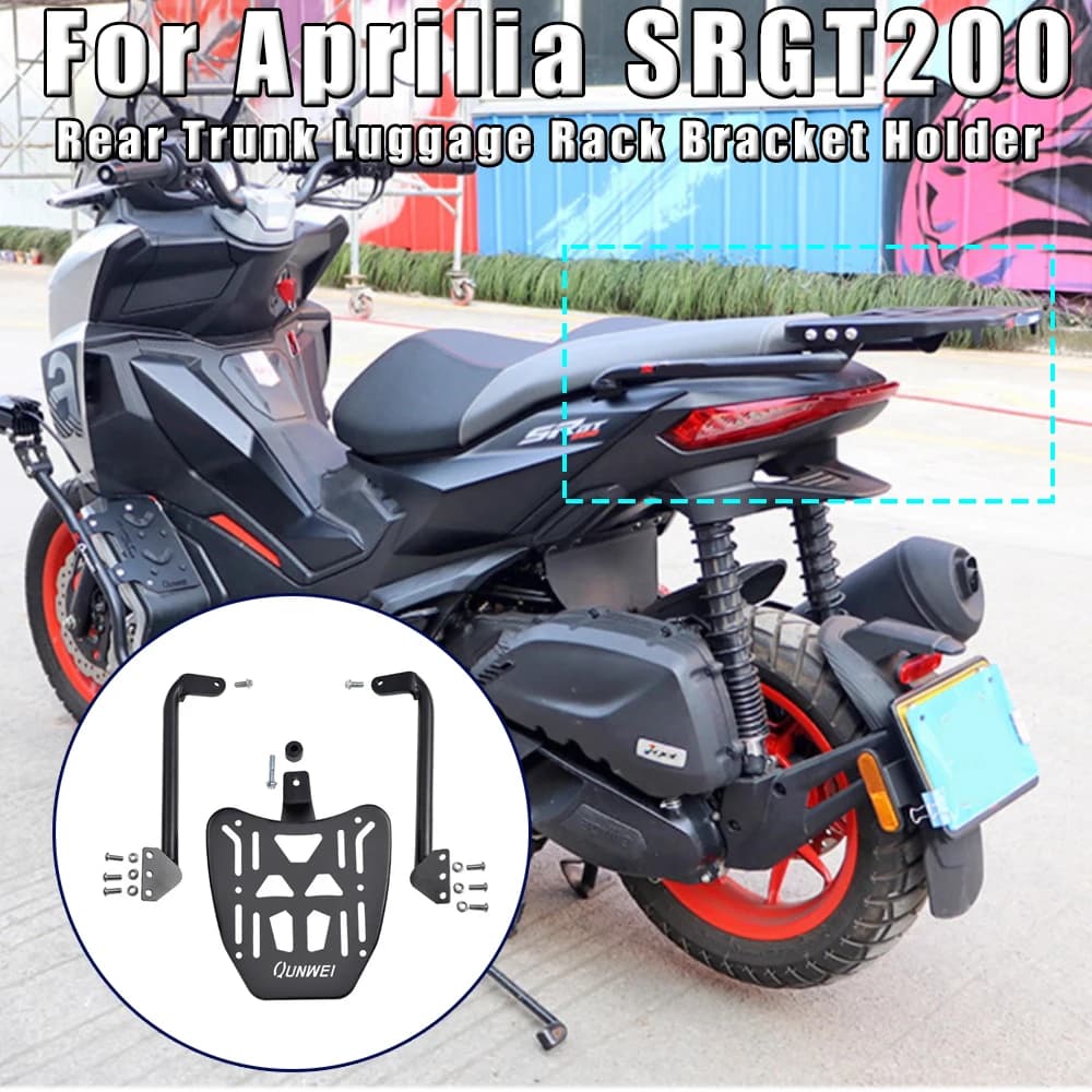 Portapacchi per bagagliaio posteriore per moto, portapacchi per scatola superiore, accessori di supporto per bagagli per Aprilia SRGT200 SRGT 200