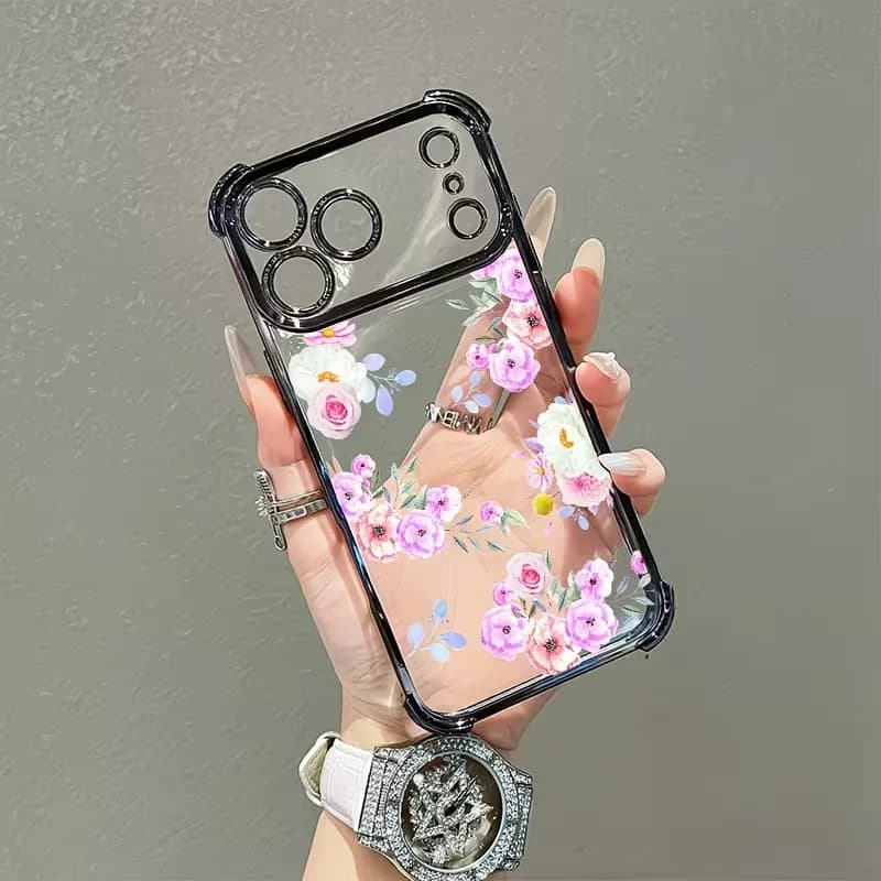 Custodia per telefono floreale creativa e semplice per iPhone 17 16 15 14 13 12 11 Pro Max Plus Air 17e 16e con protezione airbag e placcatura